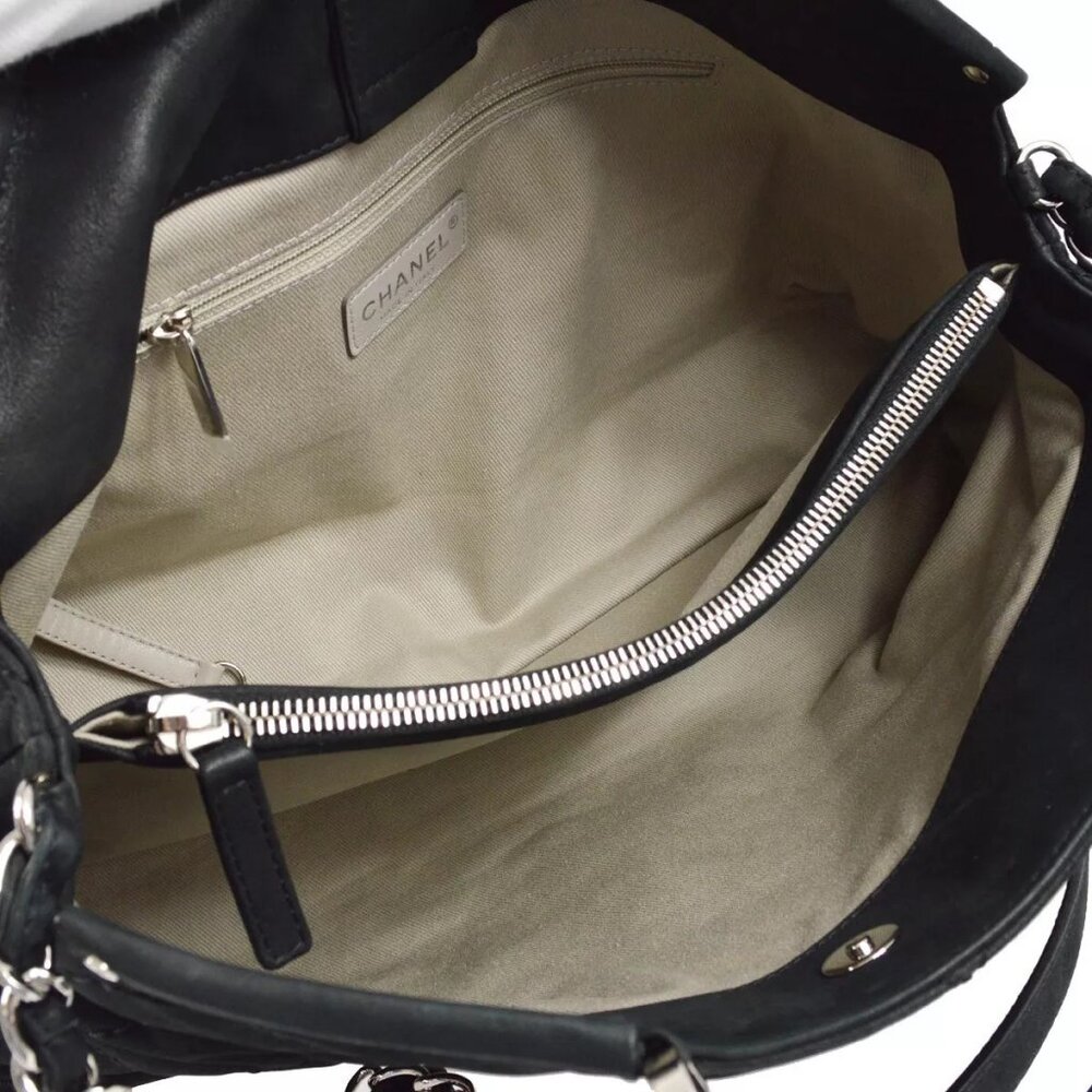 Chanel Black Glitter Fabric Wild Stitch 2way Tote Handbag - Picture 3 of 9